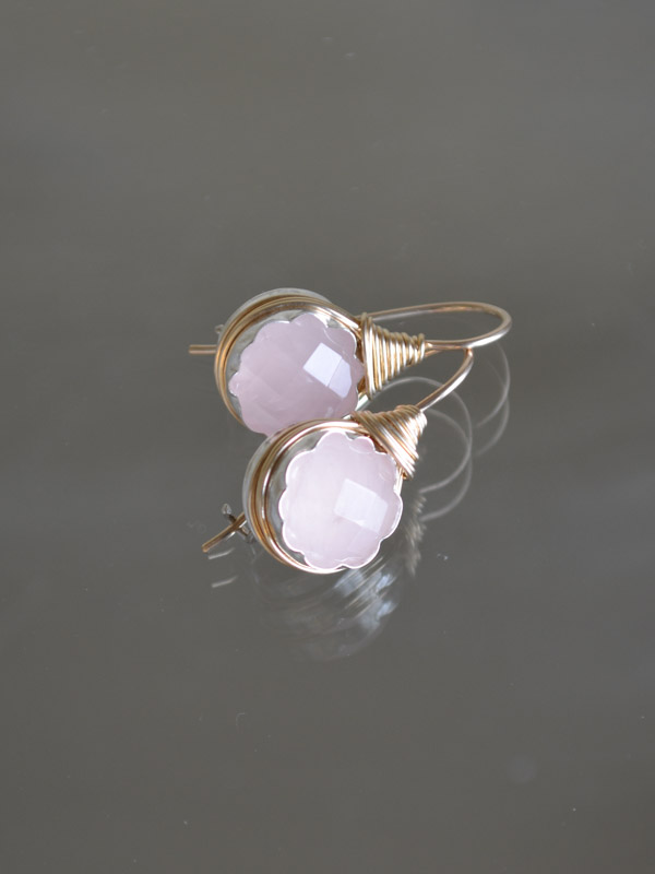 earrings Wire rose quartz